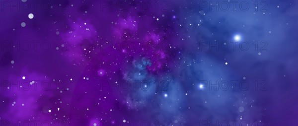Starry background with blue and violet nebula. Concept for space, astronomy, galaxy, universe
