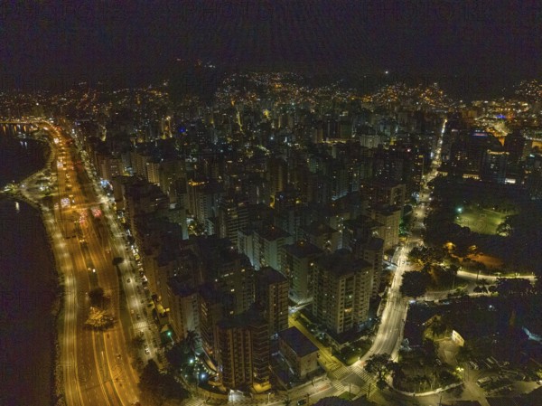 Florianopolis in Santa Catarina. Night aerial image
