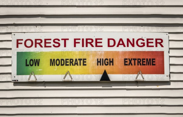 Forest Fire Danger Warning Sign At A Fire Station