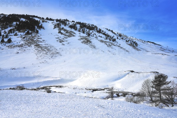 Candanchu snow in Huesca on Pyrenees at Spain
