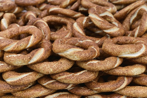 Sesame curls in large quantities with a brown, crispy texture, Istanbul Modern, Istanbul, Turkey, Asia