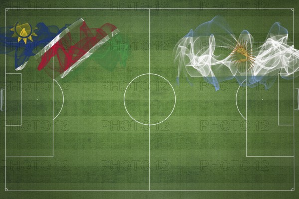 Namibia vs Argentina Soccer Match, national colors, national flags, soccer field, football game, Competition concept, Copy space