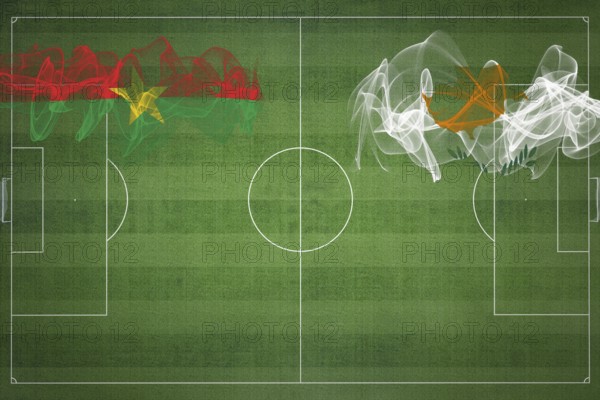 Burkina Faso vs Cyprus Soccer Match, national colors, national flags, soccer field, football game, Competition concept, Copy space