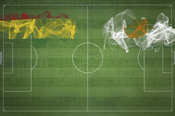 Bolivia vs Cyprus Soccer Match, national colors, national flags, soccer field, football game, Competition concept, Copy space