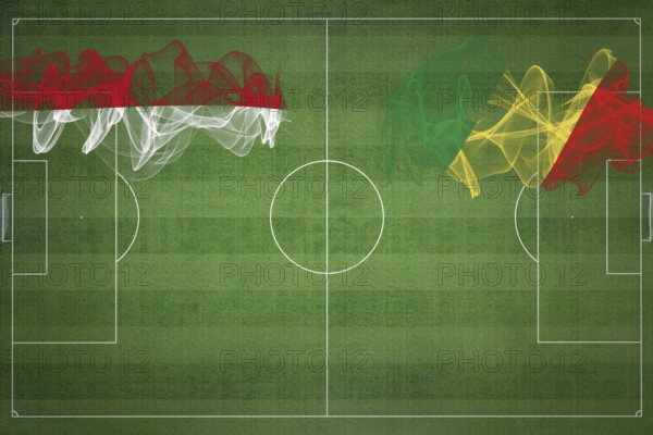Monaco vs Congo Soccer Match, national colors, national flags, soccer field, football game, Competition concept, Copy space