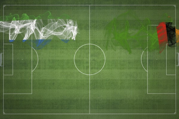 Sierra Leone vs Zambia Soccer Match, national colors, national flags, soccer field, football game, Competition concept, Copy space