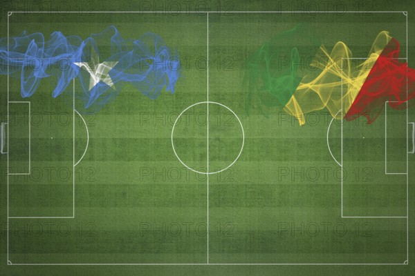 Somalia vs Congo Soccer Match, national colors, national flags, soccer field, football game, Competition concept, Copy space