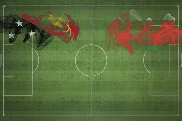 Papua New Guinea vs Oman Soccer Match, national colors, national flags, soccer field, football game, Competition concept, Copy space