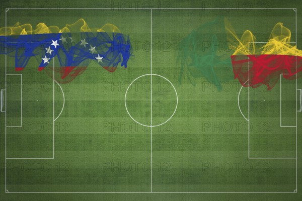 Venezuela vs Benin Soccer Match, national colors, national flags, soccer field, football game, Competition concept, Copy space