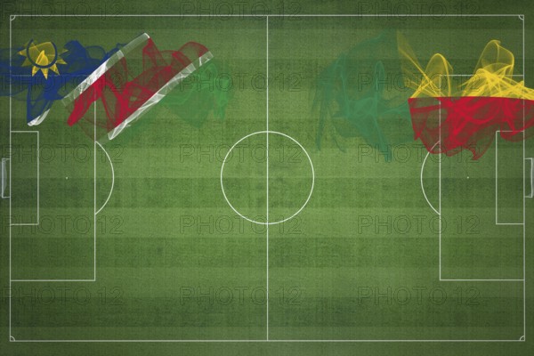 Namibia vs Benin Soccer Match, national colors, national flags, soccer field, football game, Competition concept, Copy space