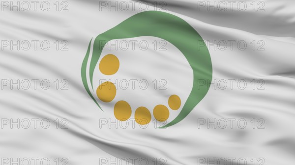 Uonuma City Flag, Country Japan, Niigata Prefecture, Closeup View