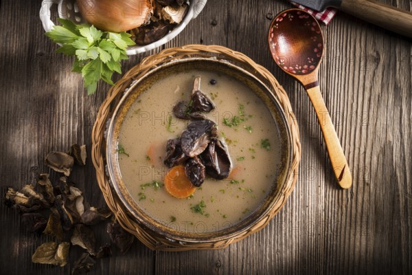 Stone mushroom soup