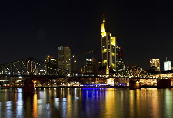 Skyline of Frankfurt at night, Hesse, Germany Frankfurt, Germany, Europe