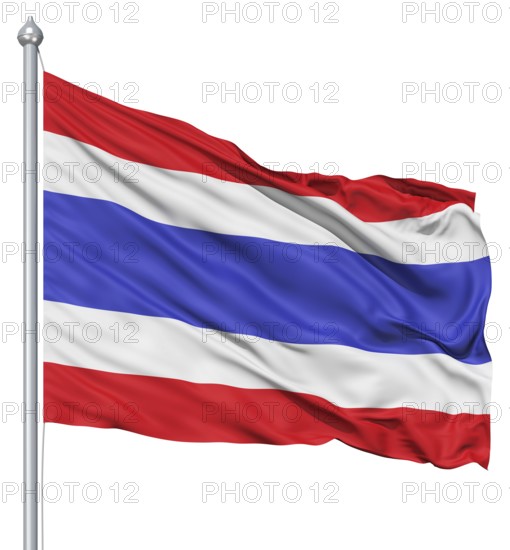 Realistic 3d flag of Thailande fluttering in the wind