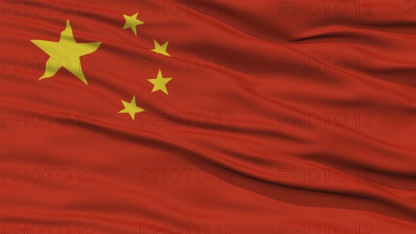 Closeup China Flag, Waving in the Wind, High Resolution