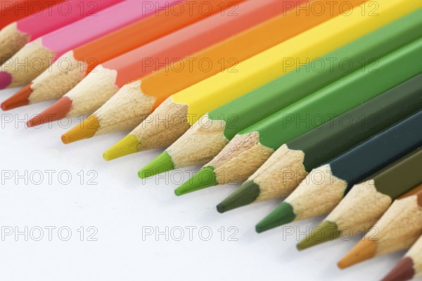 Netherlands, February 2022. Close up of colored pencils in different colors