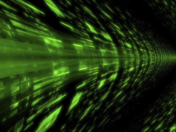 Technology background with motion blur effect - 3d illustration. Computer generated illustration - fractal. Futuristic way or space station. Unusual structure with grid
