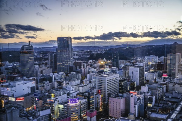 Streets of Miyagi Prefecture and Sendai (from the observatory of the AER). Shooting Location: Sendai, Miyagi Prefecture