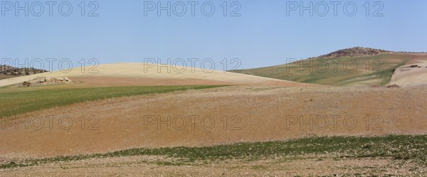 Barren dry hills, graphic panorama, Andalusia, Spain, Europe