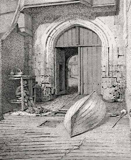 Water gate New Palace Yard, seen from the river, Westminster, London, 1805