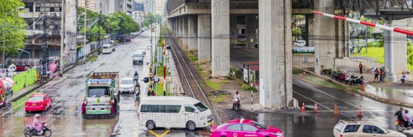 Bangkok Thailand 22. Mai 2018 Cityscape at the Makkasan station Airport rail link Ratchthewi Bangkok in Thailand