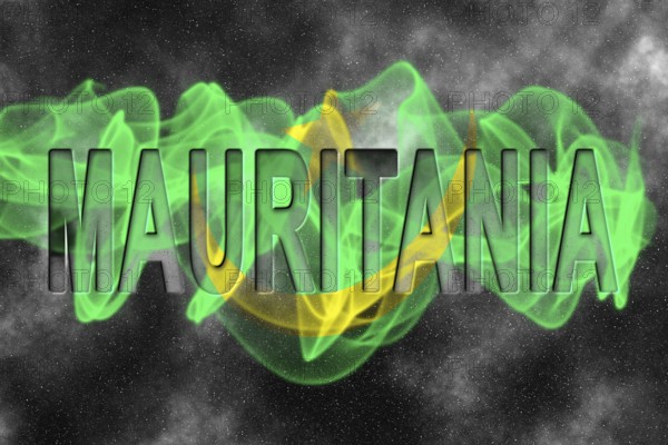 Mauritania Flag with Starry Background Smoke Effect