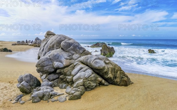Extremely beautiful huge big surfer waves on the beach in Zicatela Puerto Escondido Oaxaca Mexico