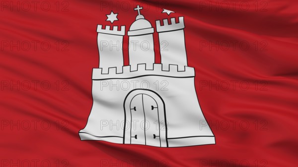 Hamburg City Flag, Country Germany, Closeup View, 3D Rendering