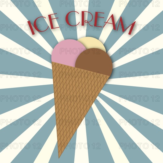 Illustration of an ice cream cone with lettering Illustraion of an ice cream with lettering