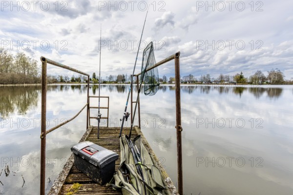 Old jetty with fishing equipment