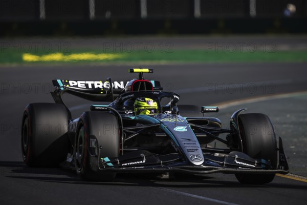 MELBOURNE, AUSTRALIA, MARCH 23: Lewis Hamilton of Great Britain drives the Mercedes AMG Petronas F1 Team W15 during qualifying in the 2024 Australian Grand Prix at Albert Park in Melbourne, Australia, Oceania