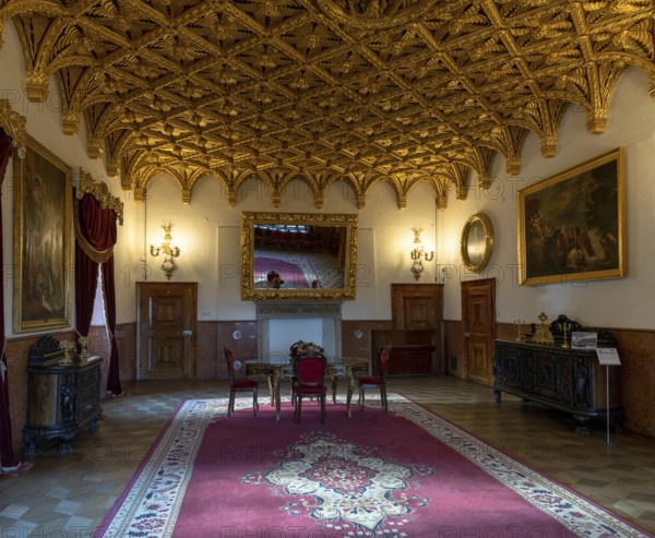 Bojnice, Slovakia, 26 September, 2022: view of The Golden Room inside the historic Bojnice Castle, Europe