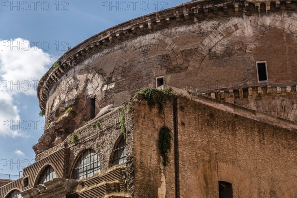 Rome, Italy, August 18, 2016: Outdoor view of Pantheon of Agripa in Rome a sunny summer day. The Pantheon is a former Roman temple, now a church, Europe
