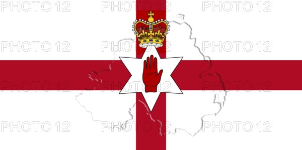 Northern Ireland Ulster Banner. Flag With Map On It 3D illustration
