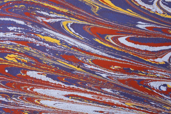 Beautiful abstract art of Ebru marbling painting techniques on water with paints