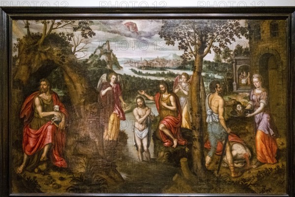 Preaching in the desert, baptism of Christ and beheading of Saint John the Baptist, 16th century, museum in the cilla, 13th century area that served as a winery and warehouse, Monastery of Santa María de San Salvador de Cañas, Cañas, La Rioja, Spain, Europe