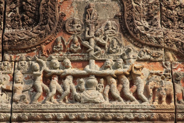 Door frieze at one of the entrances to Gopura four in Preah Vihear in Cambodia
