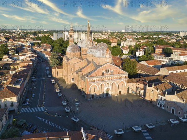 Padua, Veneto, Italy. Basilica of Saint Anthony of Padua. Aerial shot with drone of the historic center of Padua