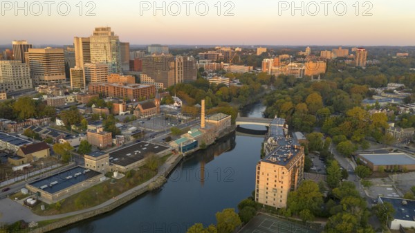 Saturated early morning light hits the buildings and architecture of downtown Wilmington Delaware