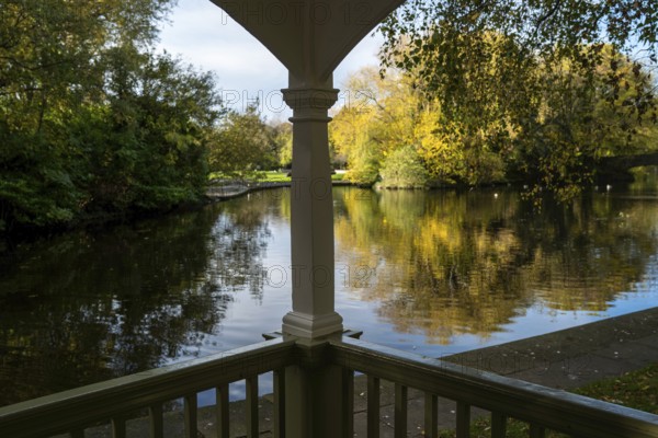 A part of Saint Stephen's Green in Dublin on a beautiful morning by the pond. Dublin, Ireland, Europe