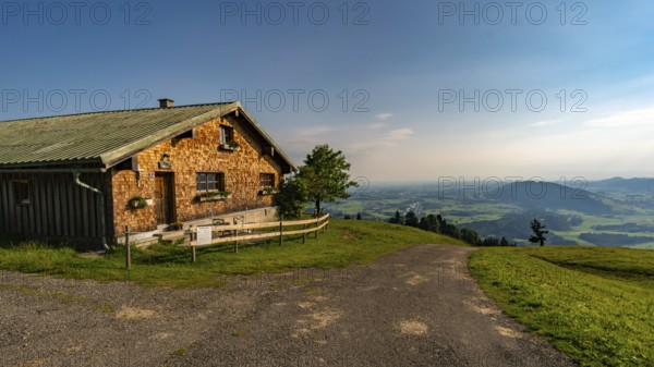 Sunrise hike at Immenstadt in Allgau to the summit of Mittag at the Nagelfluhkette
