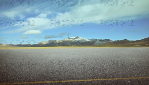 View of the empty asphalt road with beautiful mountain landscape