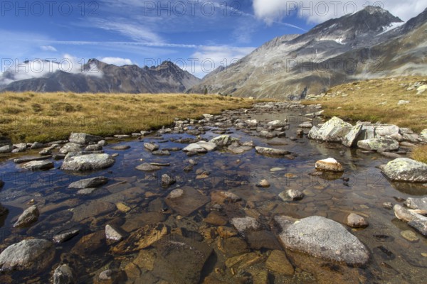 Quiet mountain stream in South Tyrol, Italy, Europe