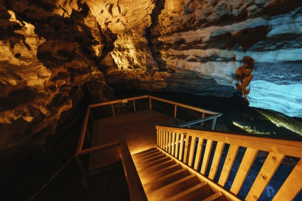 The iconic and popular Engelbrecht Cave system which is a sinkhole underneath Mt Gambier CBD in South Australia, Australia, Oceania