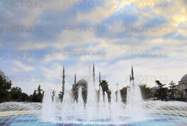 Sultanahmet mosque and fountain in istanbul turkey