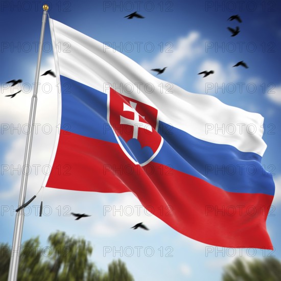 Flag of Slovakia, This is a computer generated and 3d rendered image