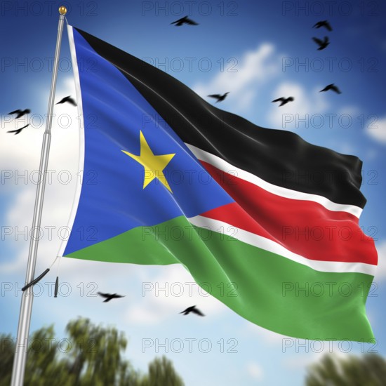 Flag of South Sudan, This is a computer generated and 3d rendered image