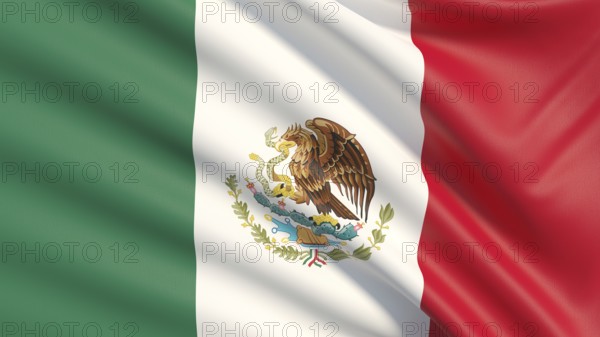 Flag of Mexico. Waved highly detailed fabric texture