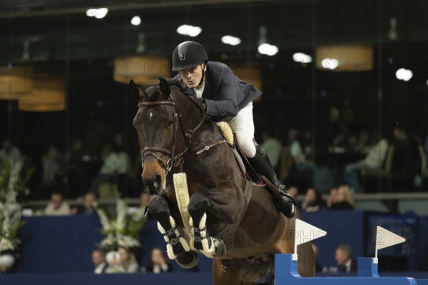 Andreas Schou of Denmark competes in 1.60m FEI Jumping World Cup at Jumping Amsterdam in Amsterdam, The Netherlands, Europe
