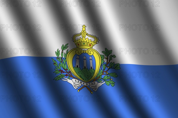 The San Marino flag flying in the wind